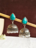 German Silver Oxidised Pan Pearl Jhumka Earrings for Tradition | Sarichka