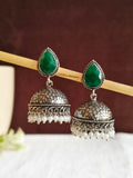 German Silver Oxidised Pan Pearl Jhumka Earrings for Tradition | Sarichka
