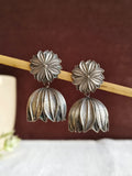 Floral Oxidized Lotus Jhumka Earrings | Sarichka Fashion