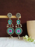 Oxidized Silver Meenakari Ghungroo Earrings