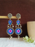 Oxidized Silver Meenakari Ghungroo Earrings
