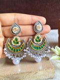 Dual Tone Kundan Pearl Chandbali Dangler | Sarichka