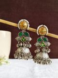 Dual Tone Oxidised Silver Jhumka Earrings | Sarichka