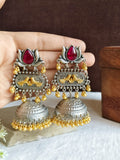 Dual Tone Ghungroo Beaded Dome Jhumkas | Sarichka