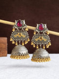 Dual Tone Ghungroo Beaded Dome Jhumkas | Sarichka