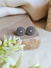 Oxidised Silver Round Stud Earrings for Timeless, Everyday Elegance | Sarichka