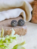 Oxidized Spiritual Mata Ji Stud Earrings - Shop Sarichka Fashion
