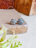 Silver Look-Alike Oxidized Floral Stud Earrings for Casual Elegance | Sarichka