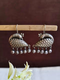 Silver-Plated Daily Wear Peacock Earrings with Ghungroo | Sarichka