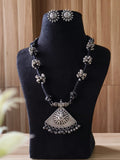 Silver Oxidised Long Ghungroo Necklace Set | Sarichka