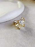 Gold Bow Pearl Stainless Steel Ring | Sarichka