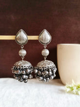 Exquisite 925 Silver-Plated Antique Double Jhumki Earrings for Elegance | Sarichka