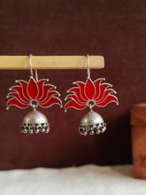 Lotus Oxidized Jhumka Earrings | Sarichka