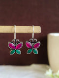 Oxidized Butterfly Style Stone Hook Earrings for Daily Wear | Sarichka