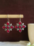 Floral Replica Stone Oxidized Hook Earrings | Sarichka