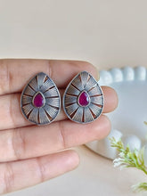 Elegant Teardrop Oxidised Silver Stud Earrings | Sarichka