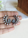 Silver Plated Crescent Oxidized Jhumka Earrings | sarichka