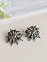 Silver Oxidised Floral Stud Earrings | Sarichka