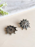 Silver Oxidised Floral Stud Earrings | Sarichka
