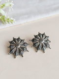 Silver Oxidised Floral Stud Earrings | Sarichka