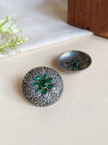 Oxidized Silver Floral Round Studs | Sarichka