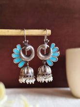 Peacock Oxidised Jhumka Earrings | Sarichka