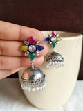 Trendy German Silver Pearl Jhumka Earrings for Elegant Style | Sarichka