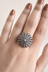 Oxidized German Silver Umbrella Cocktail Ring | Sarichka