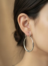 Silver Plated Oxidized Hoop Earrings | Sarichka