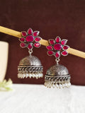 Stone Studded Oxidised Pearl Jhumka | Sarichka