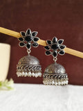 Stone Studded Oxidised Pearl Jhumka | Sarichka