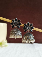 Oxidised German Silver Party Wear Pearl Jhumkas for Elegant Look | Sarichka