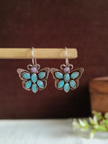 Silver Plated Oxidized Butterfly Hook Earring | Sarichka
