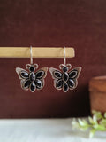 Silver Plated Oxidized Butterfly Hook Earring | Sarichka