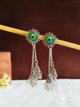 Peacock Feather Oxidized German Silver Earring