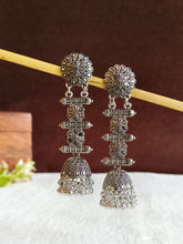 German Silver Oxidized Jhumka Earrings | Sarichka
