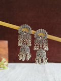Peacock Oxidized Silver Jhumka Earrings | Sarichka