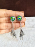 Peacock Feather Oxidized German Silver Earring