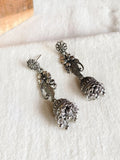 Oxidized Silver Floral Jhumka Earring | Sarichka