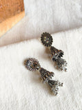 Stone Studded Oxidized Jhumka Earrings | Sarichka
