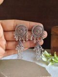 Floral Chain Oxidized Jhumka Dangler Earrings | Sarichka