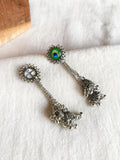 Peacock Feather Oxidized German Silver Earring