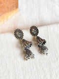 Stone Studded Oxidized Jhumka Earrings | Sarichka