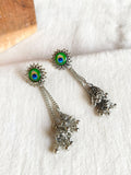 Peacock Feather Oxidized German Silver Earring