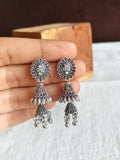 Stone Studded Oxidized Jhumka Earrings | Sarichka