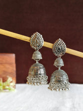 Oxidized German Silver Jhumka Earrings | Sarichka