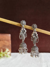Oxidized Silver Floral Jhumka Earring | Sarichka