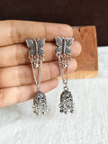 Butterfly Oxidized Silver Jhumka Earrings | Sarichka
