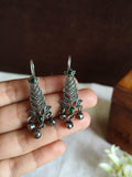 Oxidized Silver Gemstone Hook Earrings | Sarichka
