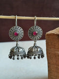 Elegant Oxidised Silver-Plated Jhumka Earrings with Ghungroo | Sarichka